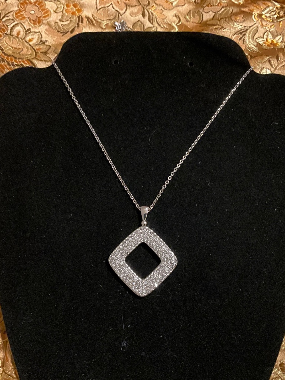 Touchstone Swarovski Crystal Be There Be Square Pendant Adjustable #2220N